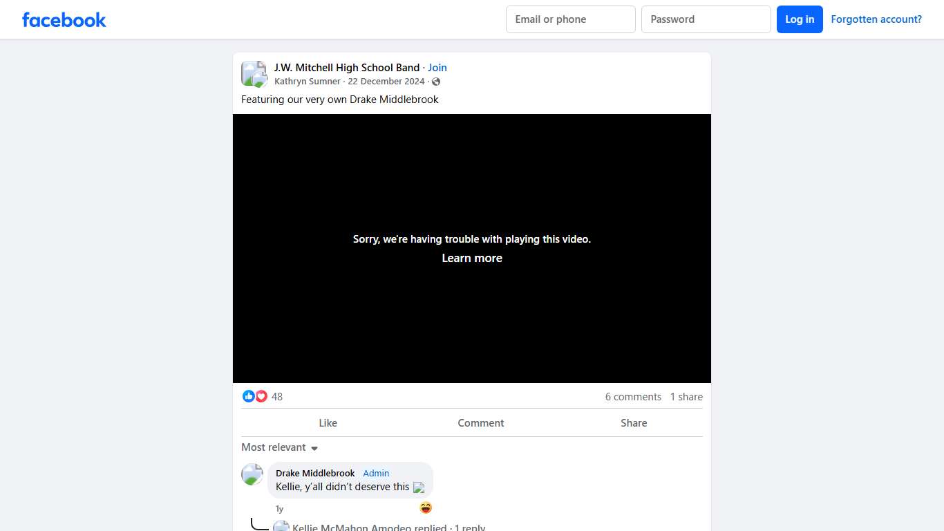 J.W. Mitchell High School Band Featuring our very own Drake Middlebrook Facebook