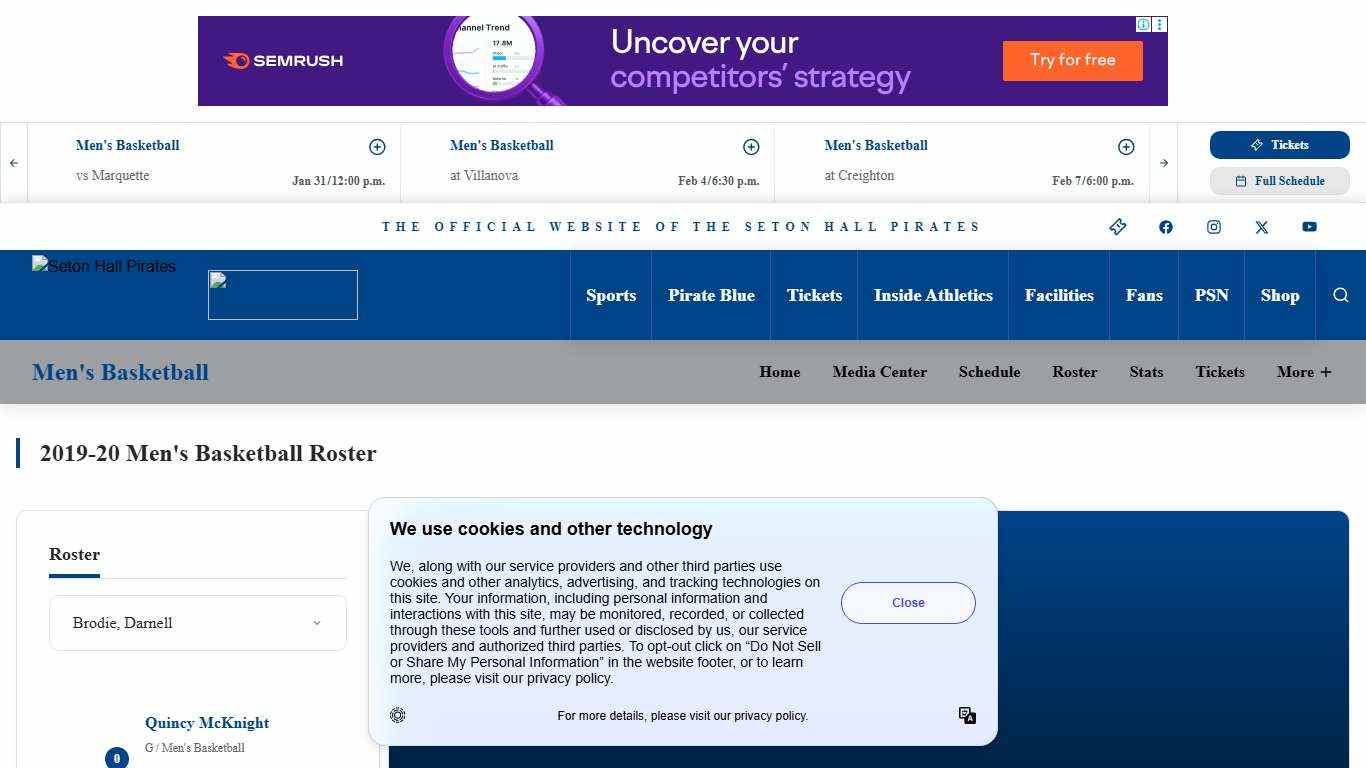 Darnell Brodie - Men's Basketball - Seton Hall University Athletics